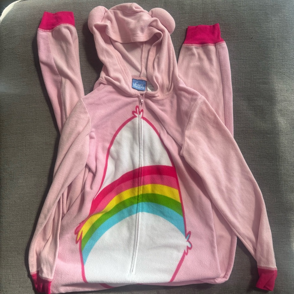Care Bears Pink Rainbow Hooded Onesie Pajamas